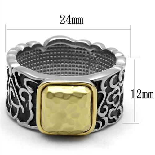TK2509 - Two-Tone IP Gold (Ion Plating) Stainless Steel Ring with Epoxy  in Jet-1