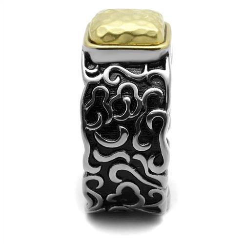 TK2509 - Two-Tone IP Gold (Ion Plating) Stainless Steel Ring with Epoxy  in Jet-3