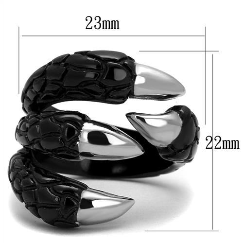 TK2510 - Two-Tone IP Black (Ion Plating) Stainless Steel Ring with No Stone-1