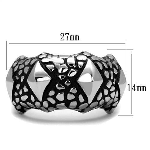 TK2513 - High polished (no plating) Stainless Steel Ring with Epoxy  in Jet-1