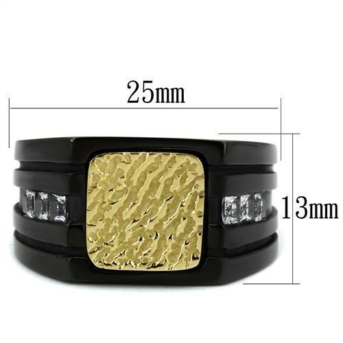 TK2519 - Two-Tone IP Gold (Ion Plating) Stainless Steel Ring with AAA Grade CZ  in Clear-1