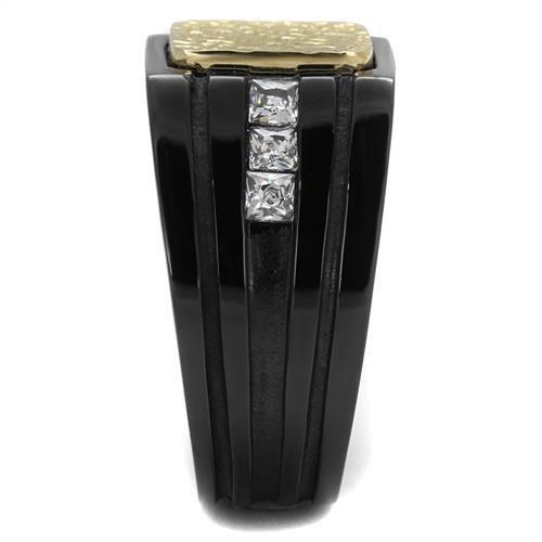 TK2519 - Two-Tone IP Gold (Ion Plating) Stainless Steel Ring with AAA Grade CZ  in Clear-3