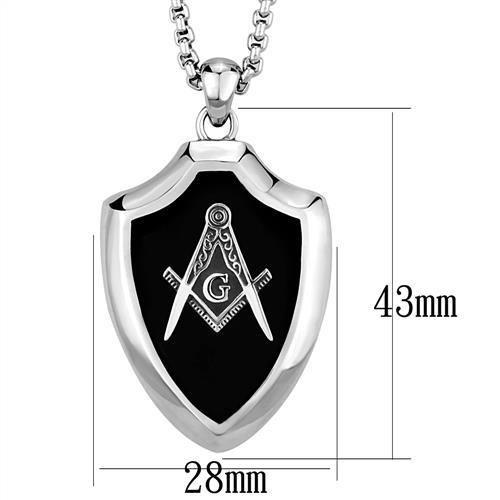 TK2522 - High polished (no plating) Stainless Steel Chain Pendant with Epoxy  in Jet-1