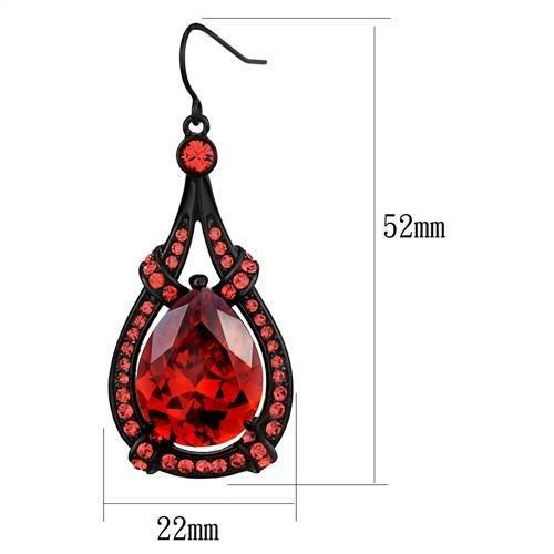 TK2531 - IP Black(Ion Plating) Stainless Steel Earrings with AAA Grade CZ  in Orange-1