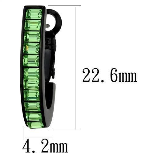 TK2534 - IP Black(Ion Plating) Stainless Steel Earrings with Top Grade Crystal  in Peridot-1