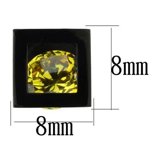 TK2540 - IP Black(Ion Plating) Stainless Steel Earrings with AAA Grade CZ  in Topaz-1