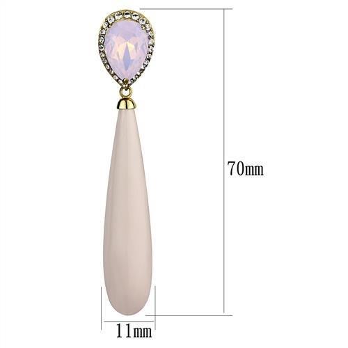 TK2543 - IP Gold(Ion Plating) Stainless Steel Earrings with Top Grade Crystal  in Light Rose-1