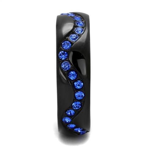TK2550 - IP Black(Ion Plating) Stainless Steel Ring with Top Grade Crystal  in Sapphire-3