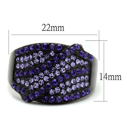 TK2551 - IP Black(Ion Plating) Stainless Steel Ring with Top Grade Crystal  in Multi Color-1