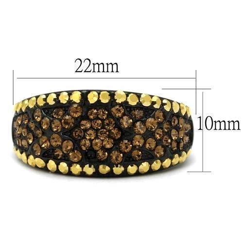 TK2552 - IP Black(Ion Plating) Stainless Steel Ring with Top Grade Crystal  in Multi Color-1