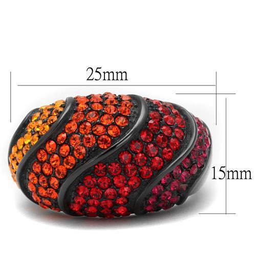 TK2553 - IP Black(Ion Plating) Stainless Steel Ring with Top Grade Crystal  in Multi Color-1
