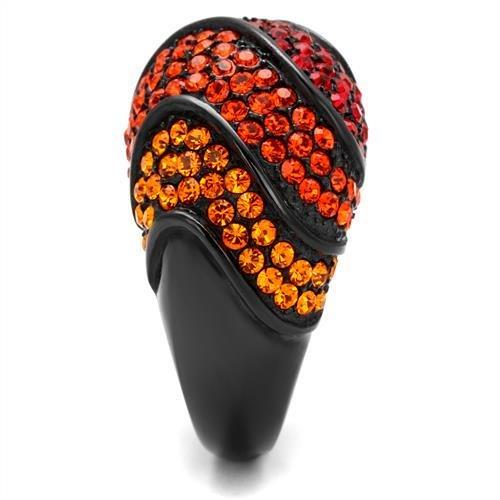 TK2553 - IP Black(Ion Plating) Stainless Steel Ring with Top Grade Crystal  in Multi Color-3