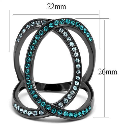 TK2557 - IP Light Black  (IP Gun) Stainless Steel Ring with Top Grade Crystal  in Multi Color-1