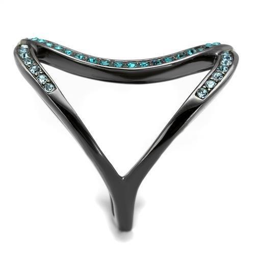 TK2557 - IP Light Black  (IP Gun) Stainless Steel Ring with Top Grade Crystal  in Multi Color-3
