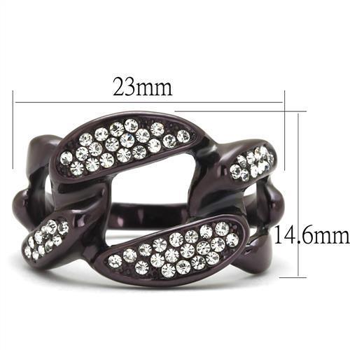 TK2558 - IP Dark Brown (IP coffee) Stainless Steel Ring with Top Grade Crystal  in Clear-1