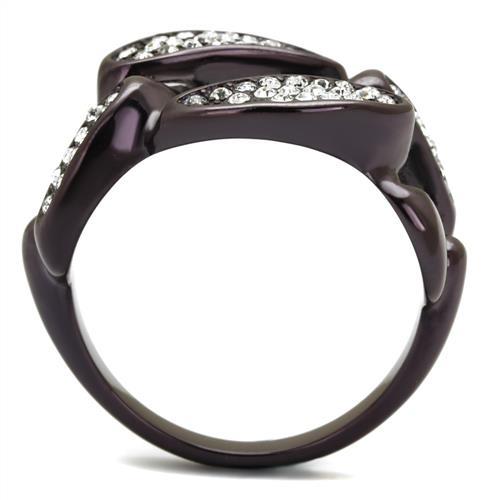TK2558 - IP Dark Brown (IP coffee) Stainless Steel Ring with Top Grade Crystal  in Clear-2