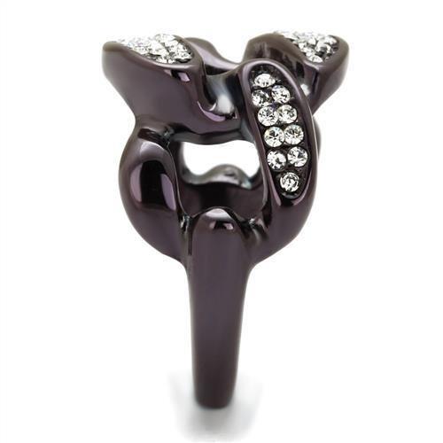 TK2558 - IP Dark Brown (IP coffee) Stainless Steel Ring with Top Grade Crystal  in Clear-3