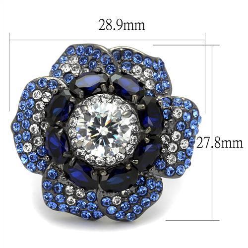 TK2559 - IP Light Black  (IP Gun) Stainless Steel Ring with AAA Grade CZ  in Clear-1