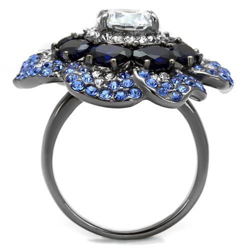 TK2559 - IP Light Black  (IP Gun) Stainless Steel Ring with AAA Grade CZ  in Clear-2