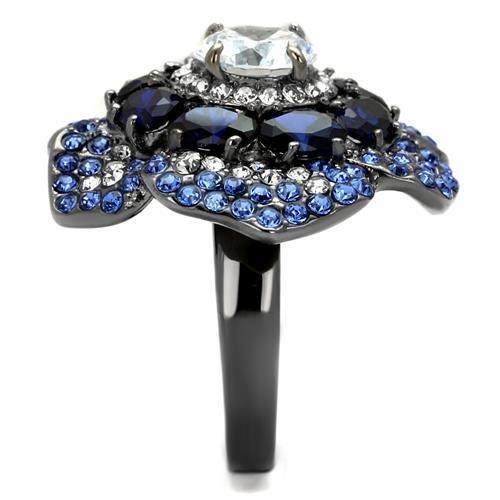 TK2559 - IP Light Black  (IP Gun) Stainless Steel Ring with AAA Grade CZ  in Clear-3
