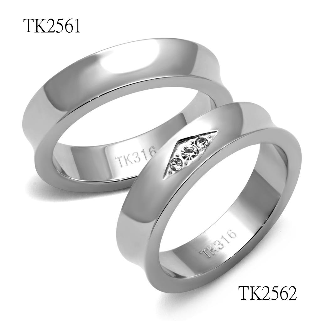 TK2561 - High polished (no plating) Stainless Steel Ring with No Stone-2