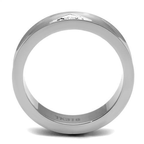 TK2562 - High polished (no plating) Stainless Steel Ring with Top Grade Crystal  in Clear-3