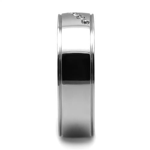 TK2564 - High polished (no plating) Stainless Steel Ring with Top Grade Crystal  in Clear-4