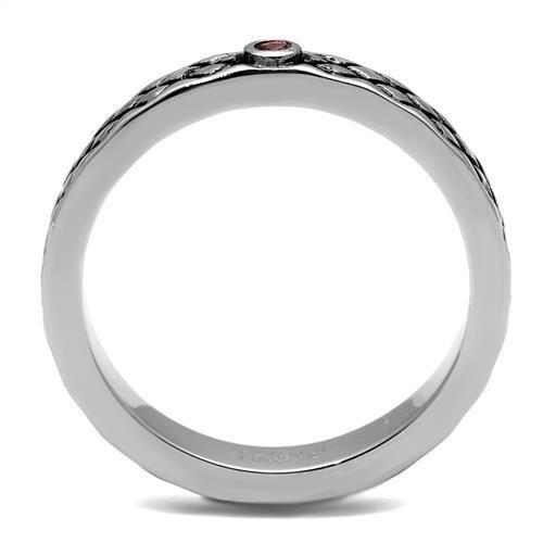 TK2566 - High polished (no plating) Stainless Steel Ring with Top Grade Crystal  in Rose-3