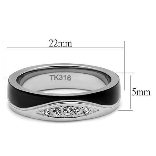 TK2568 - Two-Tone IP Black (Ion Plating) Stainless Steel Ring with Top Grade Crystal  in Clear-1