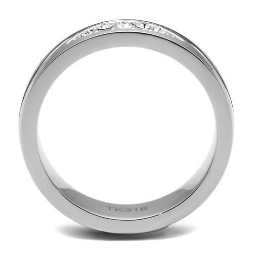 TK2568 - Two-Tone IP Black (Ion Plating) Stainless Steel Ring with Top Grade Crystal  in Clear-3