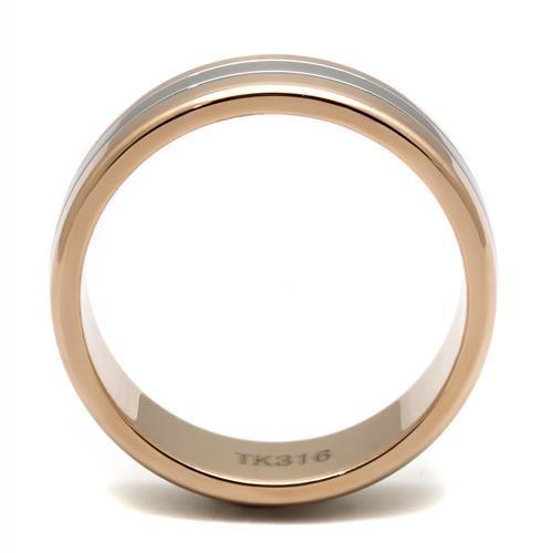 TK2569 - Two-Tone IP Rose Gold Stainless Steel Ring with No Stone-3