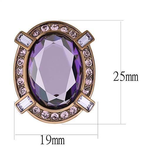 TK2571 - IP Coffee light Stainless Steel Earrings with AAA Grade CZ  in Amethyst-1