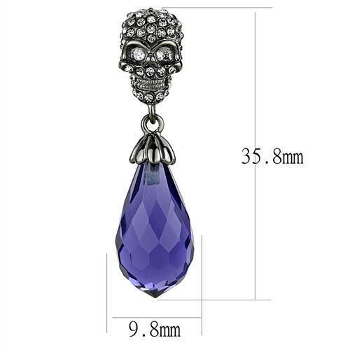 TK2574 - IP Light Black  (IP Gun) Stainless Steel Earrings with Synthetic Synthetic Glass in Tanzanite-1