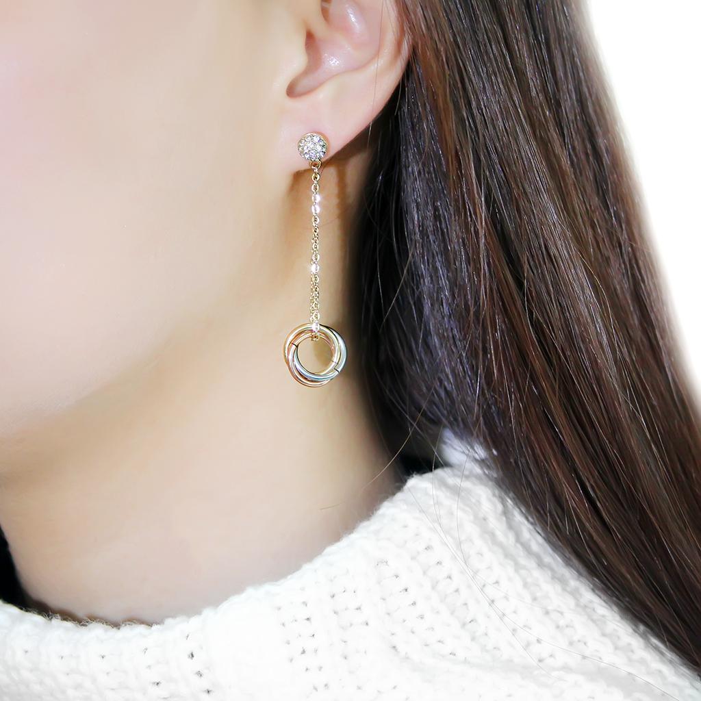 TK2579 - IP Gold & IP Rose Gold (Ion Plating) Stainless Steel Earrings with Top Grade Crystal  in Clear-2