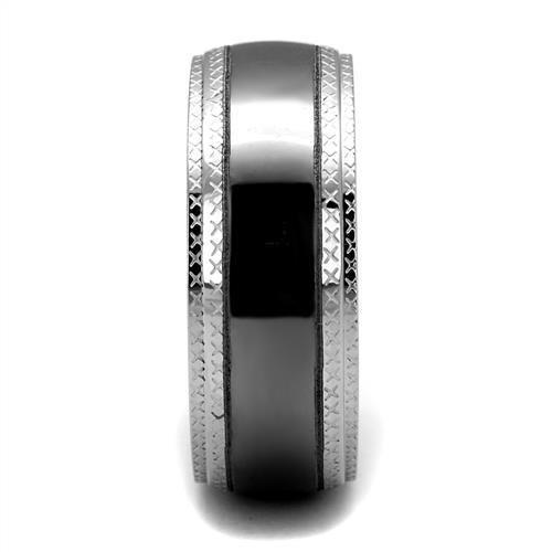 TK2580 - Two Tone IP Light Black (IP Gun) Stainless Steel Ring with No Stone-3