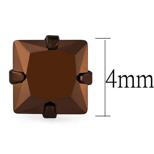 TK2582 - Two Tone IP Light Brown (IP Light coffee) Stainless Steel Earrings with AAA Grade CZ  in Light Coffee-1