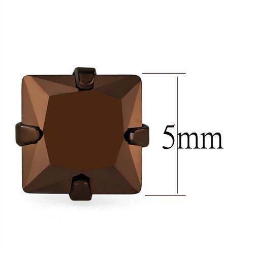 TK2583 - Two Tone IP Light Brown (IP Light coffee) Stainless Steel Earrings with AAA Grade CZ  in Light Coffee-1