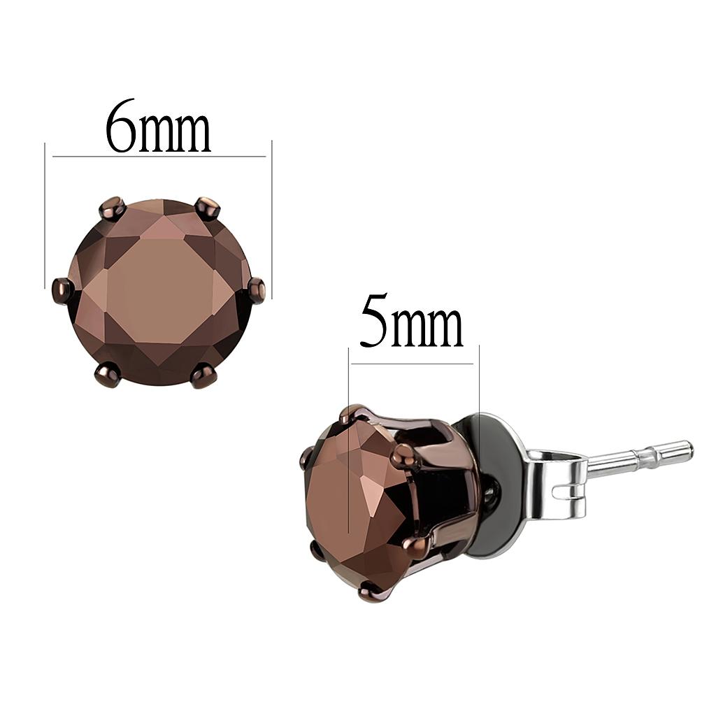 TK2587 - Two Tone IP Light Brown (IP Light coffee) Stainless Steel Earrings with AAA Grade CZ  in Light Coffee-1