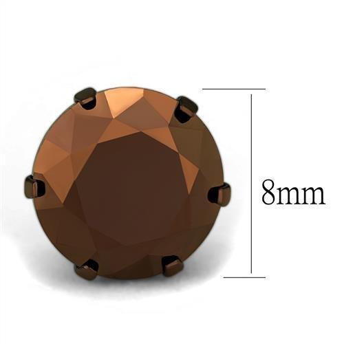 TK2589 - Two Tone IP Light Brown (IP Light coffee) Stainless Steel Earrings with AAA Grade CZ  in Light Coffee-1