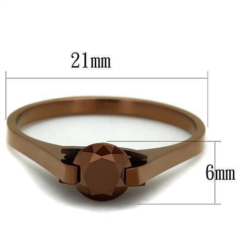 TK2592 - IP Coffee light Stainless Steel Ring with AAA Grade CZ  in Light Coffee-1