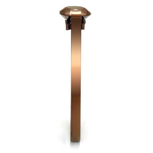 TK2592 - IP Coffee light Stainless Steel Ring with AAA Grade CZ  in Light Coffee-3