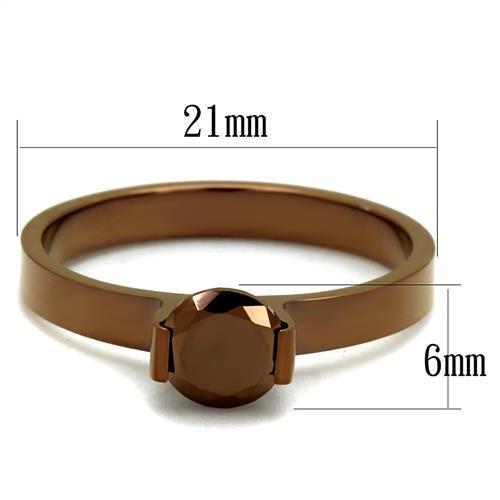 TK2593 - IP Coffee light Stainless Steel Ring with AAA Grade CZ  in Light Coffee-1