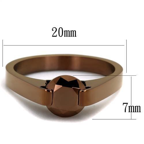 TK2594 - IP Coffee light Stainless Steel Ring with AAA Grade CZ  in Light Coffee-1