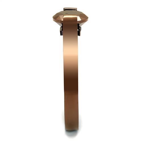 TK2594 - IP Coffee light Stainless Steel Ring with AAA Grade CZ  in Light Coffee-3