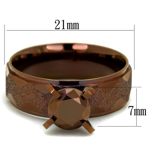 TK2596 - IP Coffee light Stainless Steel Ring with AAA Grade CZ  in Light Coffee-1