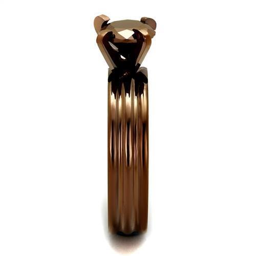 TK2597 - IP Coffee light Stainless Steel Ring with AAA Grade CZ  in Light Coffee-3