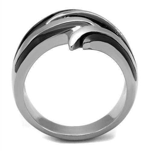 TK2605 - Two-Tone IP Black (Ion Plating) Stainless Steel Ring with No Stone-2