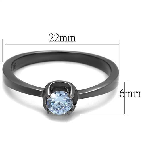 TK2609 - IP Light Black  (IP Gun) Stainless Steel Ring with AAA Grade CZ  in Light Amethyst-1