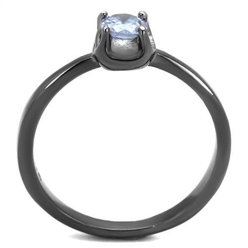 TK2609 - IP Light Black  (IP Gun) Stainless Steel Ring with AAA Grade CZ  in Light Amethyst-2