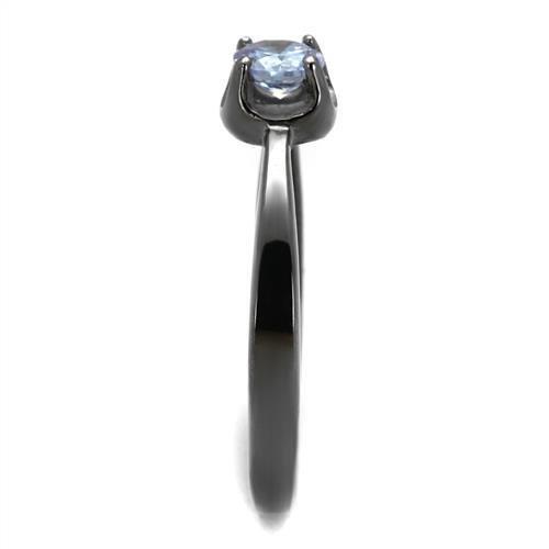 TK2609 - IP Light Black  (IP Gun) Stainless Steel Ring with AAA Grade CZ  in Light Amethyst-3